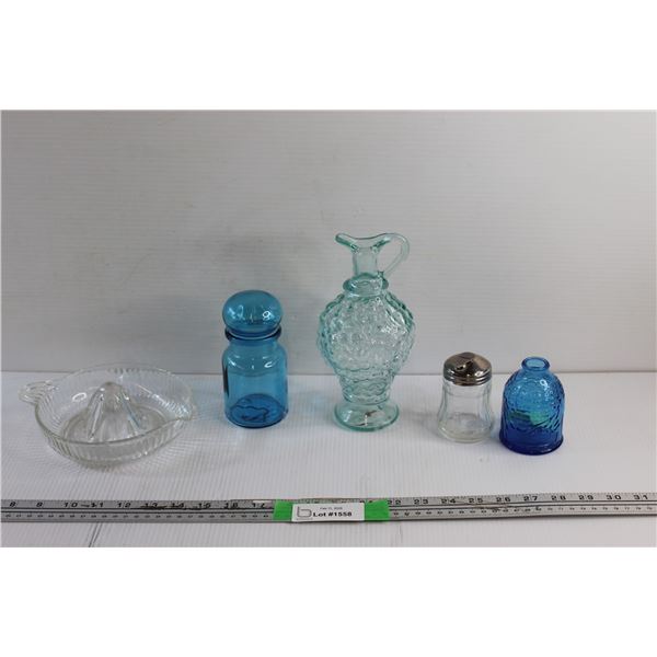 Glass Juicer, Sugar Bottle, Jars and Oil Pitcher