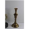 Image 3 : (2) Brass Candle Holders and Brass Bird Statue