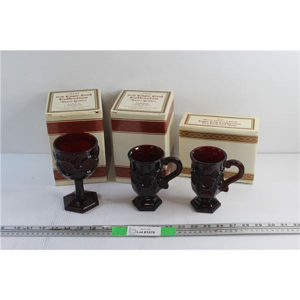 (2) Avon The 1876 Cape Cod Collection Goblets and (2) Pedestal Mugs