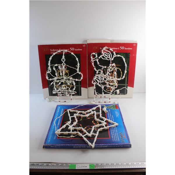 (3) Christmas Silhouette LED Light Up Decor - (2) Tested, (1) As Is