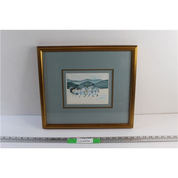 Framed Horse-Drawn Sleigh Art Print 16'' x 14''