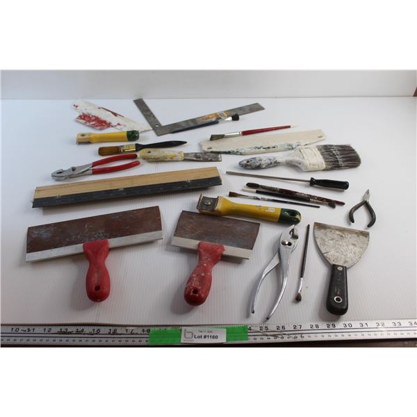 Drywall Tools, Paint Brushes, Pliers, Screwdrivers, Carpenter's Square and Misc