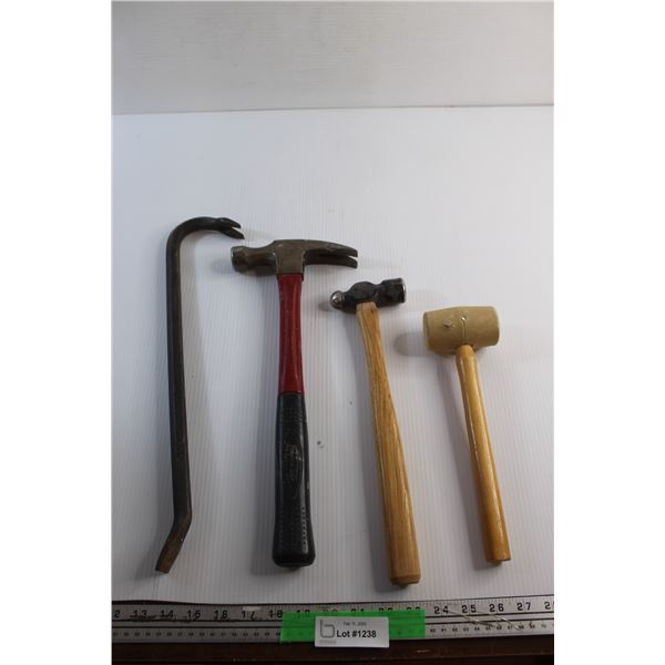 Crowbar, Metal and Rubber Hammers