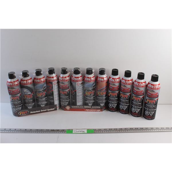 (12) Fastwax Automotive Cleaning Sprays - General Purpose Cleaner, Tire Shine and Cleaning Wax - Can