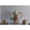 Image 2 : House of Goebel Porcelain China Tea Pot, Cream & Sugar Set, (2) Tea Cups & Saucers and Serving Platt