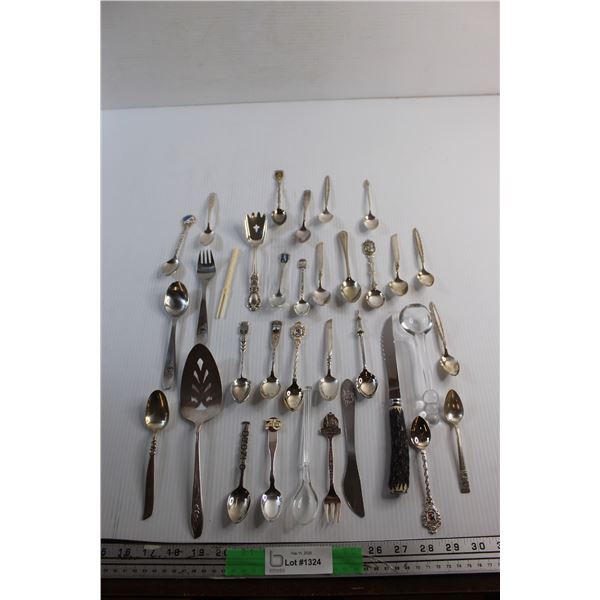 Souvenir Spoons. Dining Knives, Forks, Spoons and Misc