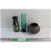 Image 1 : Hand Painted Ceramic Vase, Emerald Glass Vase and Ceramic Flower Vase