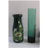 Image 2 : Hand Painted Ceramic Vase, Emerald Glass Vase and Ceramic Flower Vase
