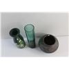 Image 4 : Hand Painted Ceramic Vase, Emerald Glass Vase and Ceramic Flower Vase