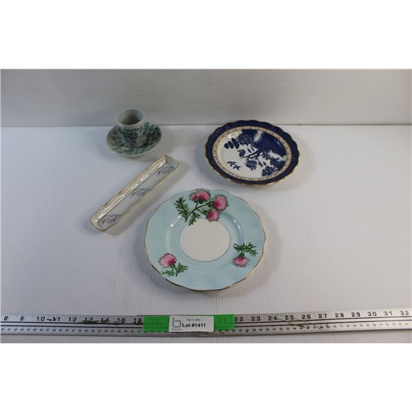 Limoges Celery Tray, Cup & Saucer and Decorative Dining Plates
