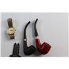 Image 2 : (2) Tobacco Pipes - Damaged, Cigarette Trimmer and Timex Automatic Watch - Tested