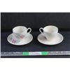 Image 1 : (2) Pink Rose Ceramic Coffee Mugs and Saucers