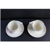 Image 2 : (2) Pink Rose Ceramic Coffee Mugs and Saucers