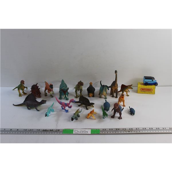 Assorted Dinosaur Children's Toys and Matchbox Die Cast Truck