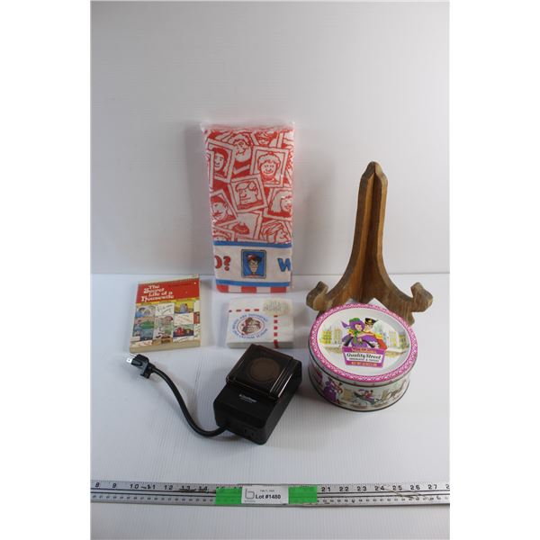 Plate Stand, Block Heater Timer, Mackintosh Tin Box, Nappe Tablecloth, Napkins and The Secret Life o