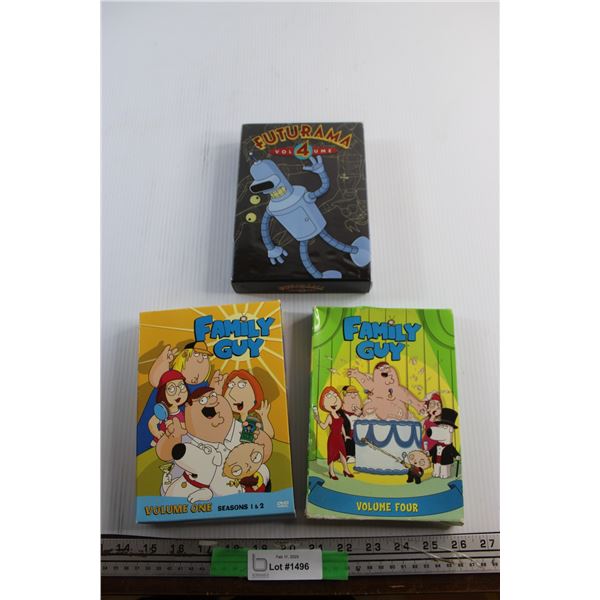 Family Guy Vol 1 & 4 and Futurama Volume 4 DVD Movies