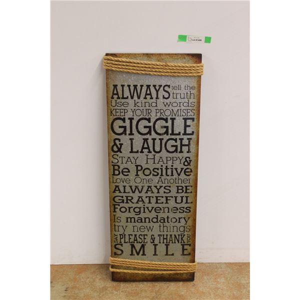 Metal Quote Wall Sign/Decor 38'' x 14'' - CANNOT SHIP