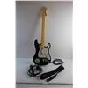 Image 1 : Rock Band Microphone, Harmonix Stratocaster Electric Guitar and Belt - Consignor Says Works