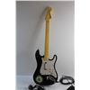 Image 2 : Rock Band Microphone, Harmonix Stratocaster Electric Guitar and Belt - Consignor Says Works