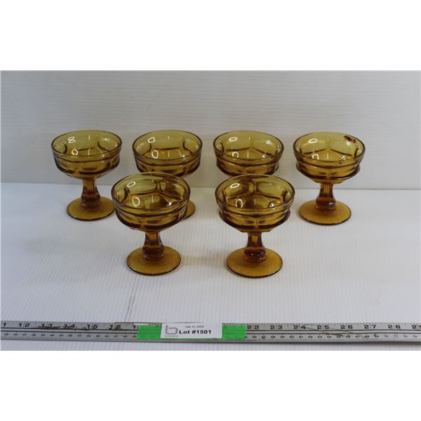 (6) Amber Glass Goblets