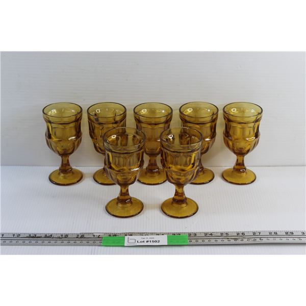 (7) Amber Glass Goblets