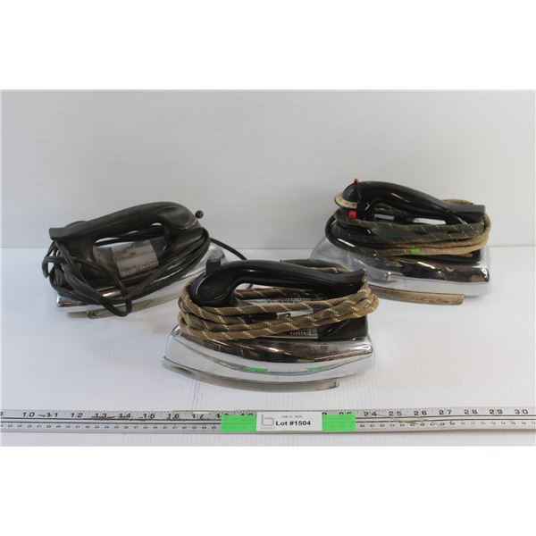 (3) Vintage Electric Irons - As Is