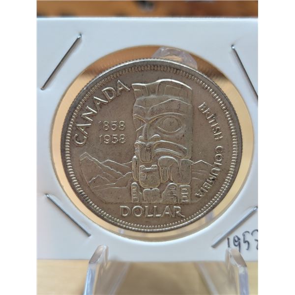 Lot 15-1) 1 Canadian silver Dollar 1958