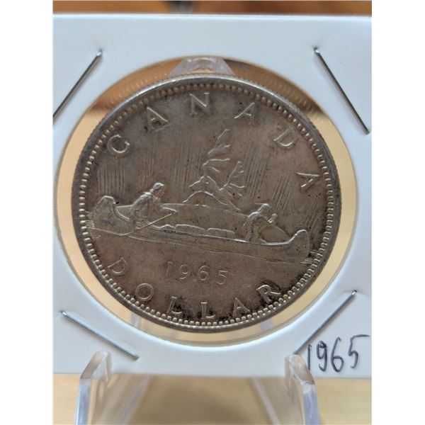 Lot 17-1) 1 Canadian silver Dollar 1965
