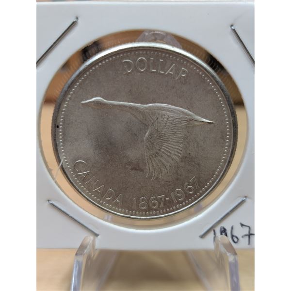 Lot 25-1) 1 Canadian silver Dollar 1967
