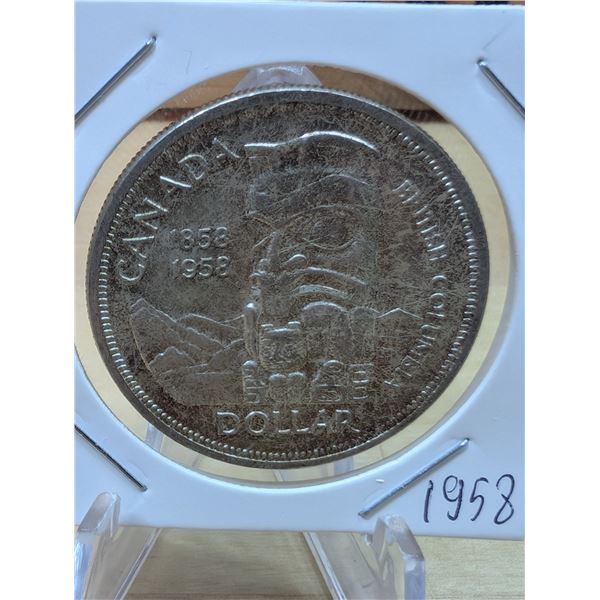 Lot 45-1) 1 Canadian silver Dollar 1958