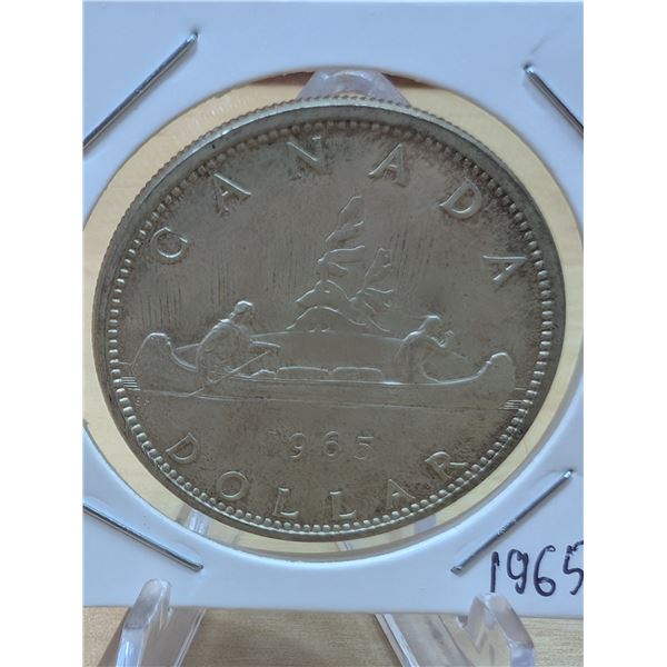 Lot 49-1) 1 Canadian silver Dollar 1965