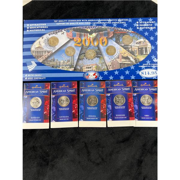 American 2000 Commemorative Quarter Set & 5 US Mint State Quarters