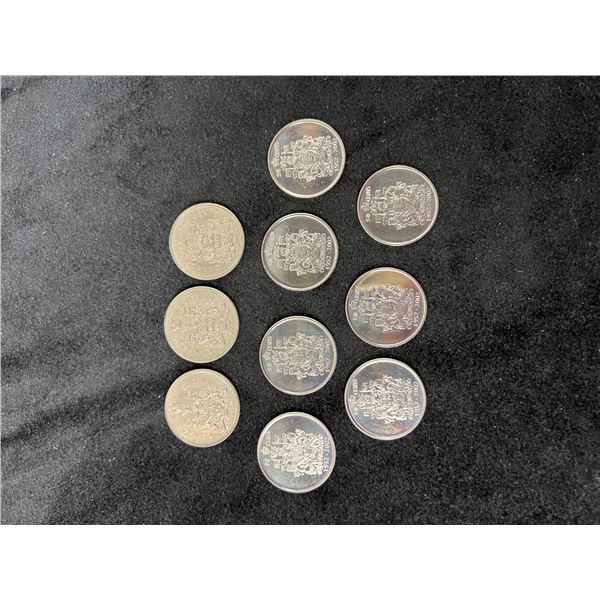 Ten Canadian $0.50 Cent Coins