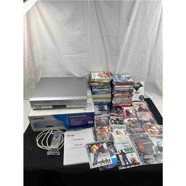Daytek DVD/VCR Combo Machine & Assorted DVD's