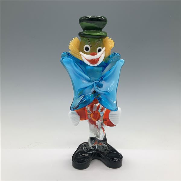 Murano Glass Clown Figurine, Multicolor, Art Glass Sculpture