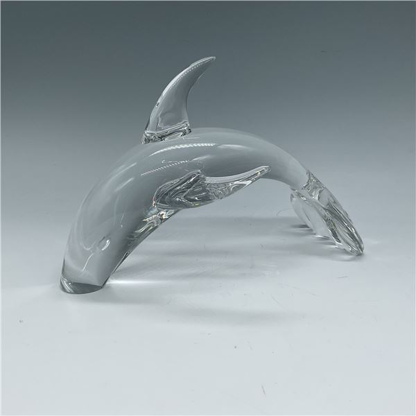 Signed FM Konstglas Glass Dolphin Figurine
