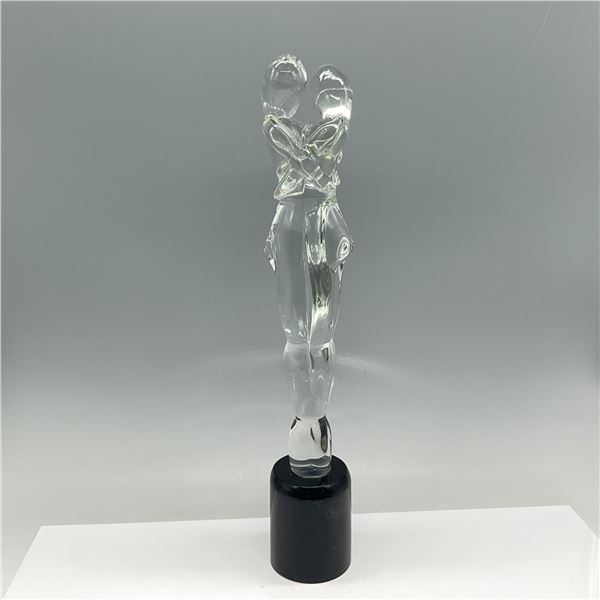 Oggetti Embracing Art Glass Sculpture on Black Base