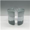 Image 2 : Pair of Blenko Glass Ice Textured Bookends