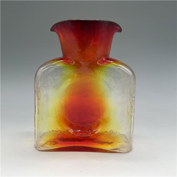 Blenko Glass Water Bottle, Red and Yellow