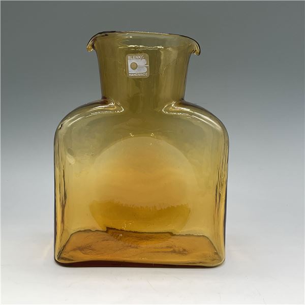 Blenko Amber Glass Water Bottle, Handmade