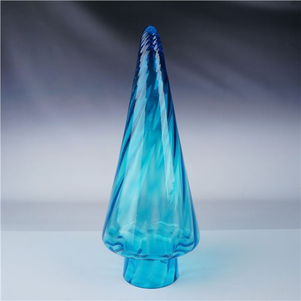 Blenko Blue Art Glass Tree Sculpture