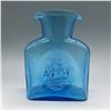 Image 3 : Blenko Blue Glass Water Bottle with Embossed Ship Design