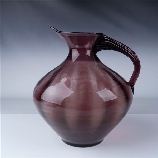 Blenko Amethyst Optic Glass Pitcher