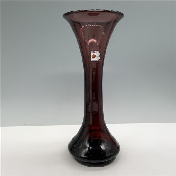 Blenko Dark Amethyst Handmade Glass Vase