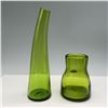 Image 2 : 2pc Blenko & Hand-Blown Green Glass Vases