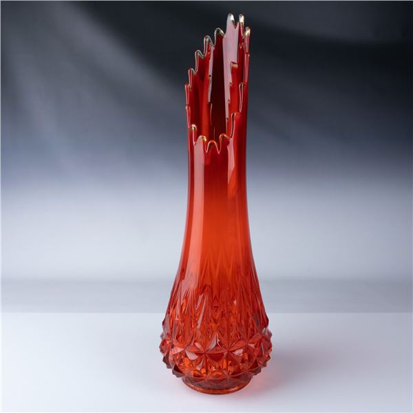 L.E. Smith Glass Vase, Orange