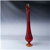 Image 1 : Vintage  Amberina Glass Vase with Ruffled Rim
