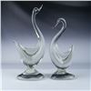 Image 2 : Pair of Clear Art Glass Swan Sculptures