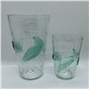 Image 1 : Pair of Hand-Blown Crackled Glass Tumblers with Leaf Motifs
