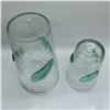 Image 3 : Pair of Hand-Blown Crackled Glass Tumblers with Leaf Motifs